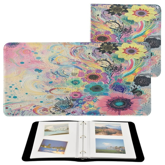 YAZAOO Photo Album Book Scrapbooking Vibrant Floral Whirl Printed Picture Album