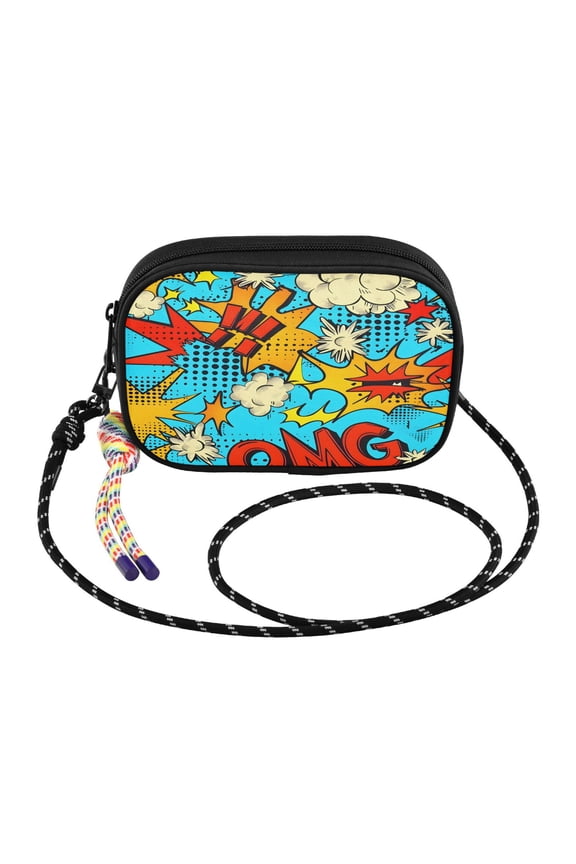 YAZAOO Pop Art Explosion Print Mini Crossbody Phone Bag Adjustable Rope Strap Small Shoulder Purseone size