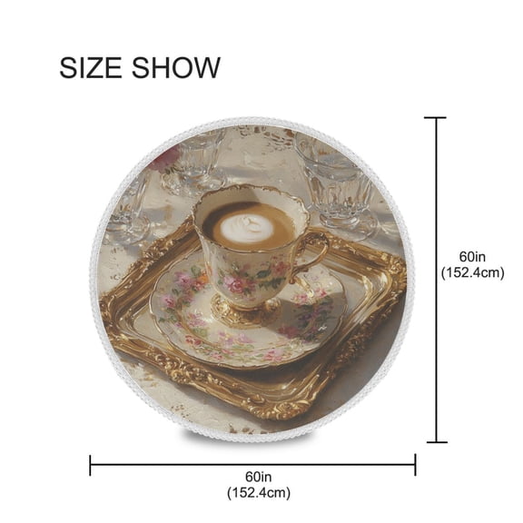 YAZAOO Round Tablecloth A Delicate Porcelain Cup Of Turkish Pattern Tableclothes