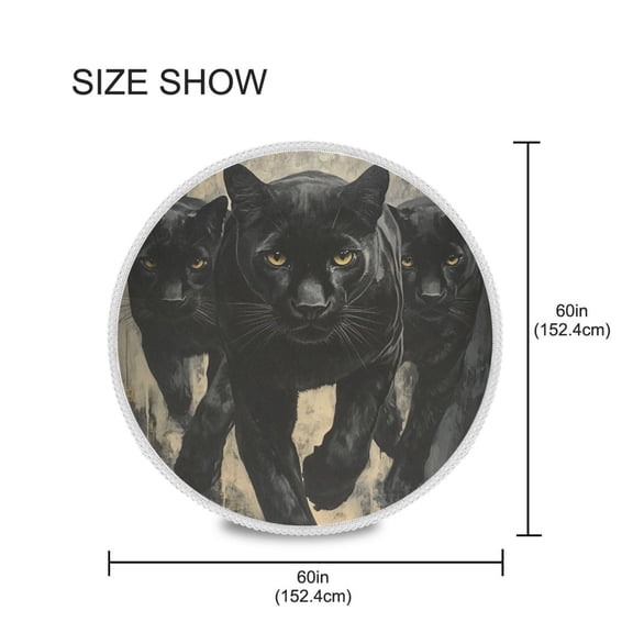 YAZAOO Round Tablecloth Black Panthers Painting Pattern Tableclothes