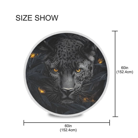 YAZAOO Round Tablecloth Black Panthers Pattern Tableclothes
