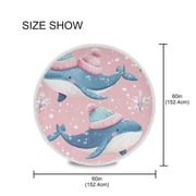 YAZAOO Round Tablecloth Caped Blue Whales Pattern Tableclothes