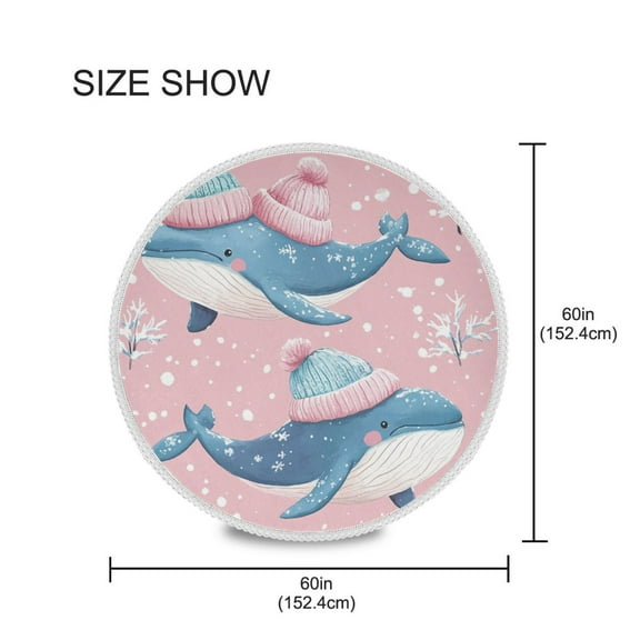 YAZAOO Round Tablecloth Caped Blue Whales Pattern Tableclothes