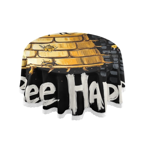 YAZAOO Round Tablecloth Cartoon Bee Pattern Pattern Tableclothes