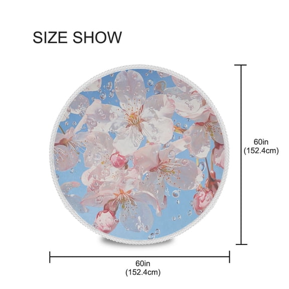 YAZAOO Round Tablecloth Cherry Blossoms Rain Pattern Tableclothes
