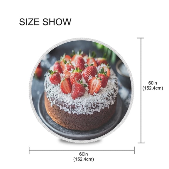 YAZAOO Round Tablecloth Chocolate Cake Printred Pattern Tableclothes