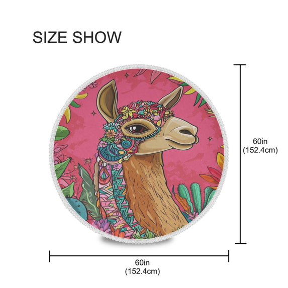 YAZAOO Round Tablecloth Colorfull Alpaca Pattern Pattern Tableclothes