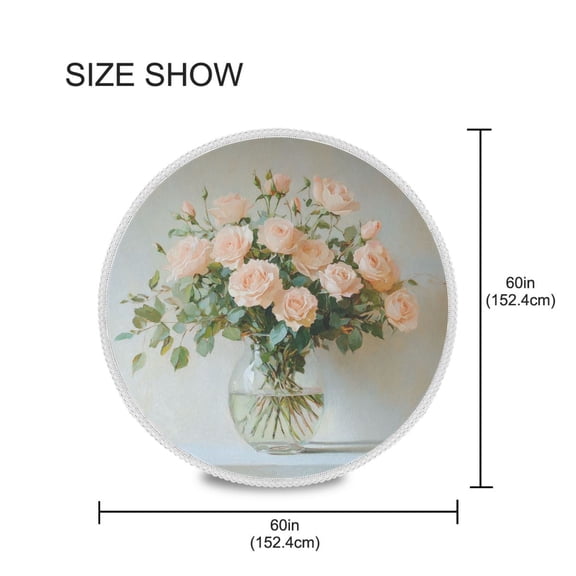 YAZAOO Round Tablecloth Cute Blush Roses Painting Pattern Tableclothes