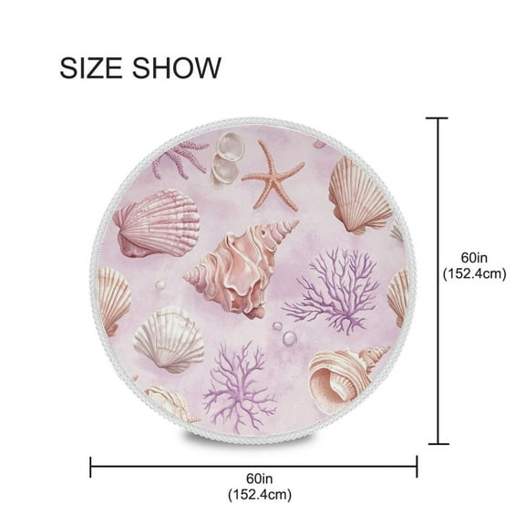 YAZAOO Round Tablecloth Cute Shells and Starfishs Pattern Tableclothes