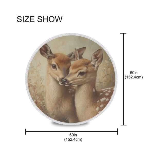 YAZAOO Round Tablecloth Deers Painting Pattern Tableclothes