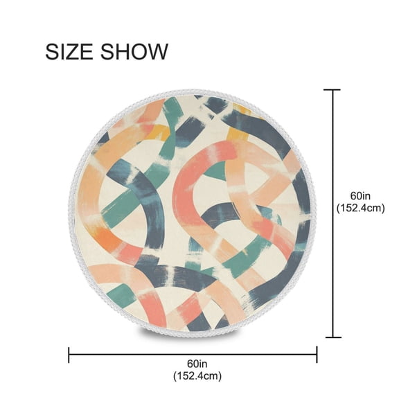 YAZAOO Round Tablecloth Design Colorfull Line Pattern Pattern Tableclothes