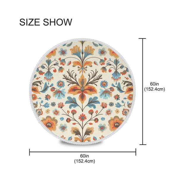 YAZAOO Round Tablecloth Design Orange Flowers Art Print Pattern Tableclothes