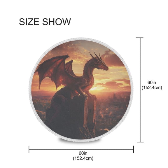 YAZAOO Round Tablecloth Dust Dragon Pattern Tableclothes