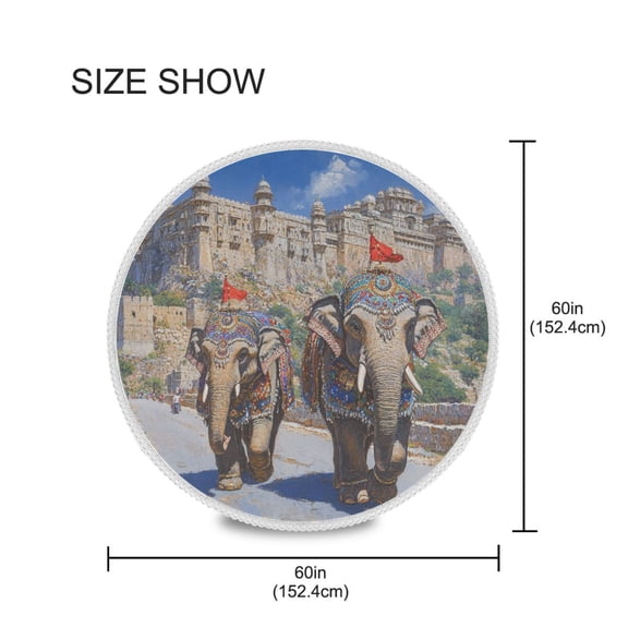 YAZAOO Round Tablecloth Elephant Pattern Tableclothes