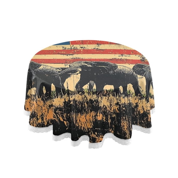 YAZAOO Round Tablecloth Elephants on Pasatiem Pattern Tableclothes