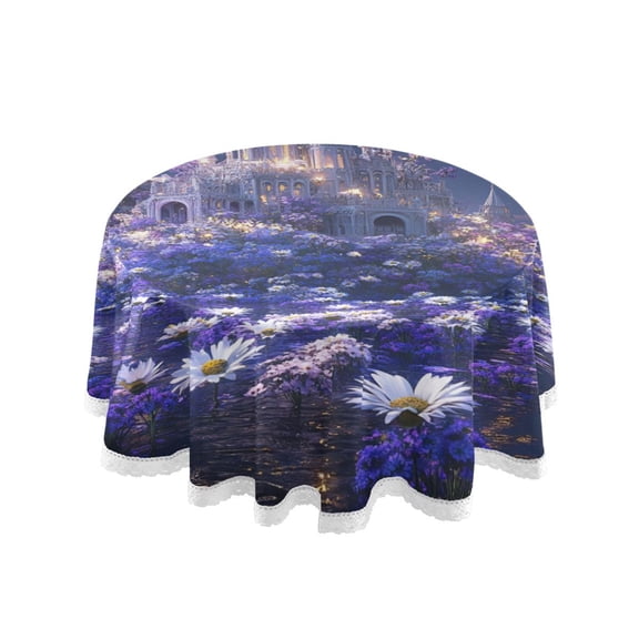 YAZAOO Round Tablecloth Fantasy Palacel Painting Pattern Tableclothes