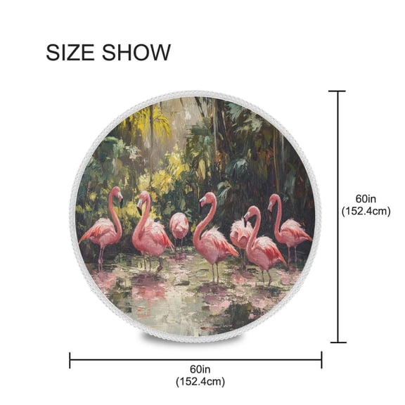 YAZAOO Round Tablecloth Flamingos Frolicking in The Forest Pattern Pattern Tableclothes
