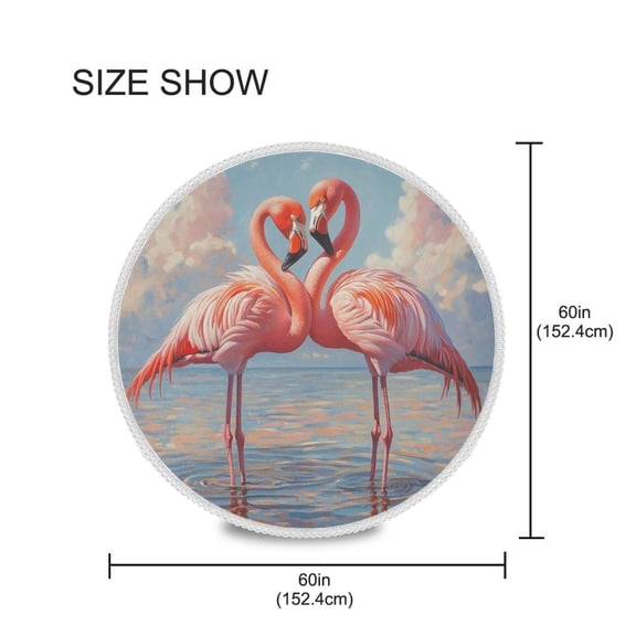 YAZAOO Round Tablecloth Flamingos Standing in Shallow Wate Pattern Tableclothes