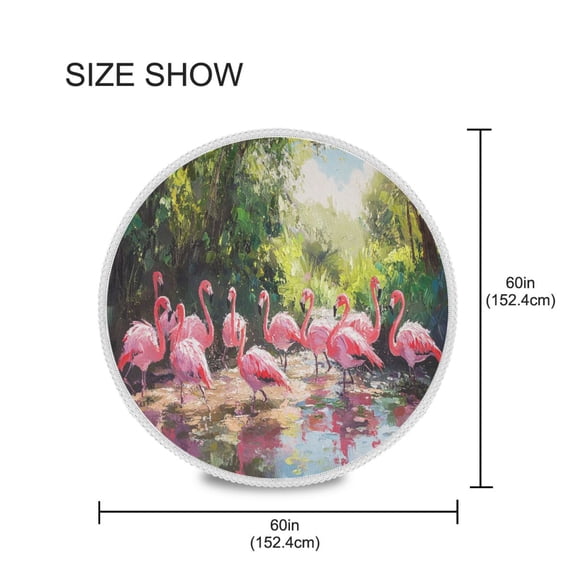 YAZAOO Round Tablecloth Flamingos in The Forest Pattern Tableclothes