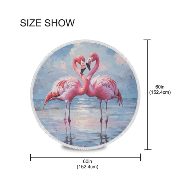 YAZAOO Round Tablecloth Flamingos under The Sky Pattern Tableclothes