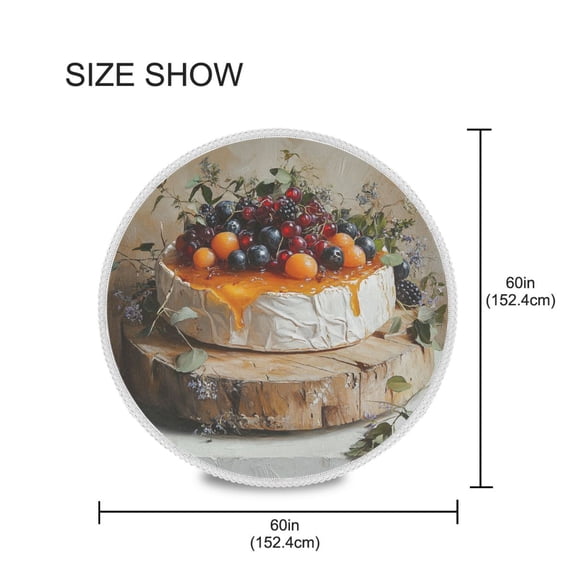 YAZAOO Round Tablecloth Fruit Cake Pattern Tableclothes