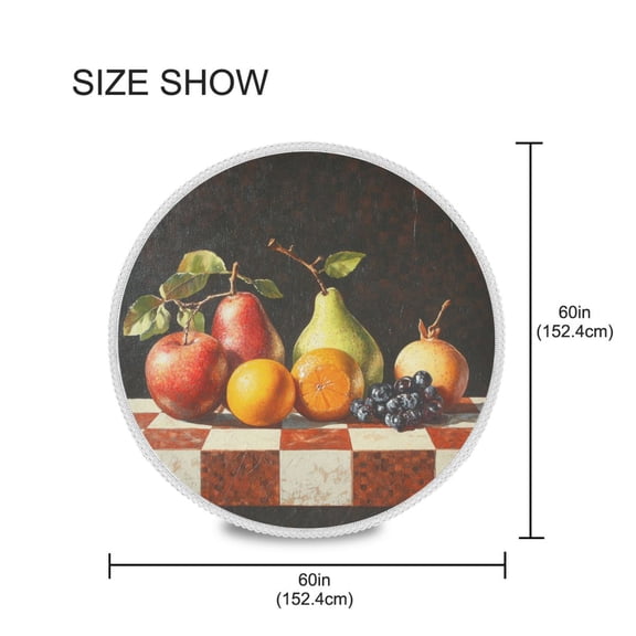 YAZAOO Round Tablecloth Fruit Painting Pattern Tableclothes