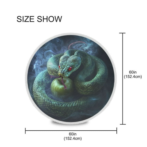 YAZAOO Round Tablecloth Grenn Snake Pattern Tableclothes