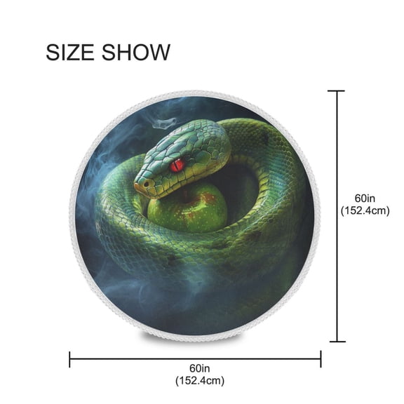 YAZAOO Round Tablecloth Grenn Snake with Apple Pattern Pattern Tableclothes