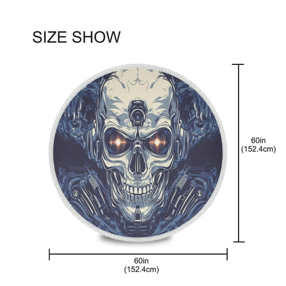 YAZAOO Round Tablecloth Horror Robot Pattern Tableclothes