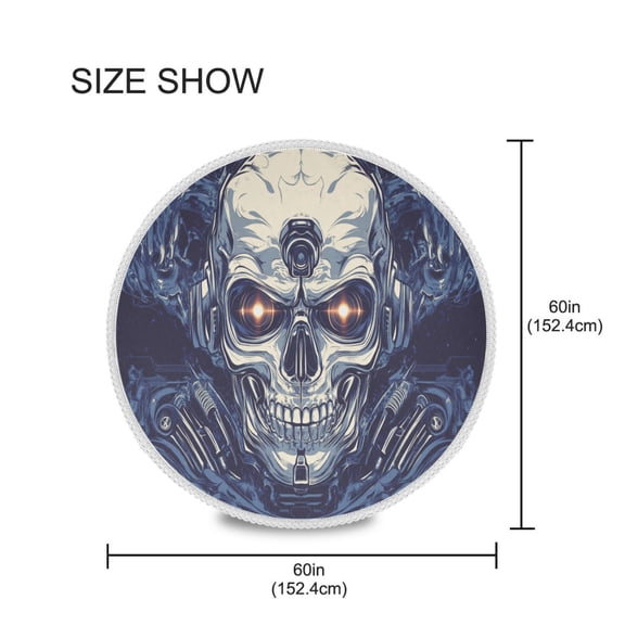 YAZAOO Round Tablecloth Horror Robot Pattern Tableclothes