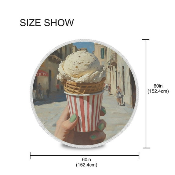 YAZAOO Round Tablecloth Ice Cream Pattern Tableclothes