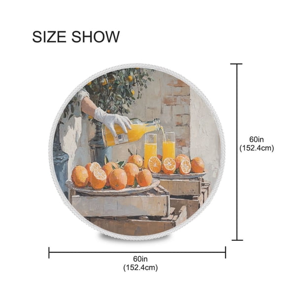 YAZAOO Round Tablecloth Orange Juice Pattern Tableclothes