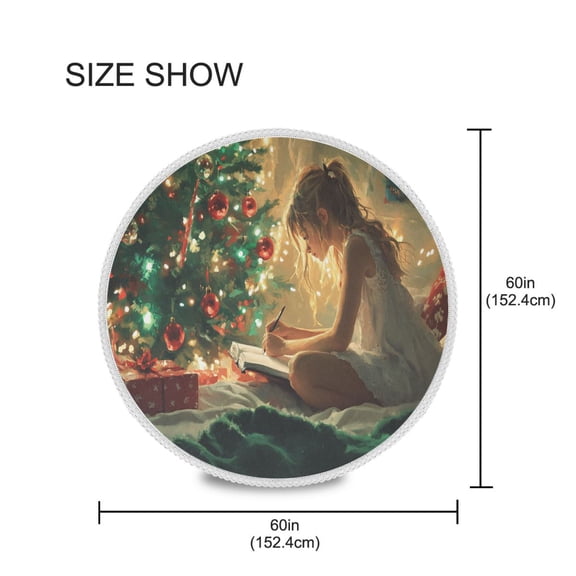 YAZAOO Round Tablecloth Painting Girl Pattern Tableclothes