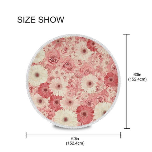 YAZAOO Round Tablecloth Pink Flowers Pattern Tableclothes