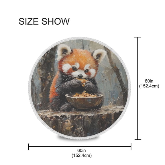 YAZAOO Round Tablecloth Red Panda Painting Pattern Tableclothes