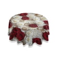 thumbnail image 1 of YAZAOO Round Tablecloth Red and White Roses Rings Pattern Tableclothes, 1 of 8