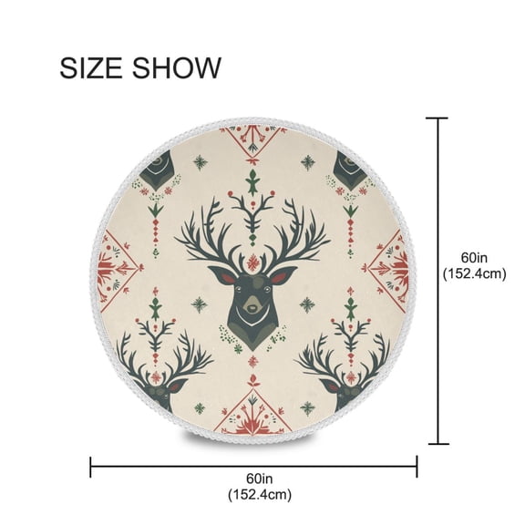 YAZAOO Round Tablecloth Reindeer Head Pattern Tableclothes