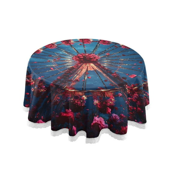 YAZAOO Round Tablecloth Roses Of Ferris Wheel Pattern Pattern Tableclothes