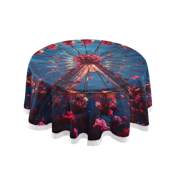 YAZAOO Round Tablecloth Roses Of Ferris Wheel Pattern Pattern Tableclothes