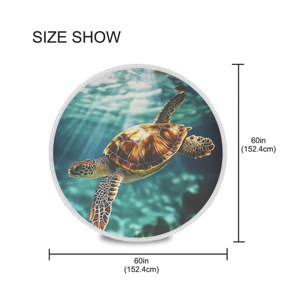 YAZAOO Round Tablecloth Sea Turtle Pattern Tableclothes