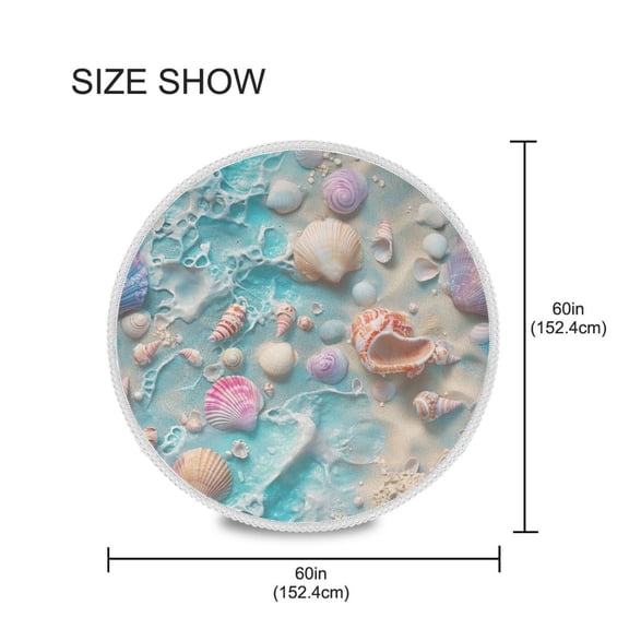 YAZAOO Round Tablecloth Seashells Beach Pattern Tableclothes