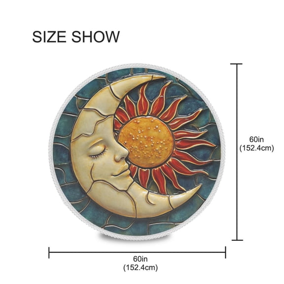 YAZAOO Round Tablecloth Sleep Moon Pattern Tableclothes