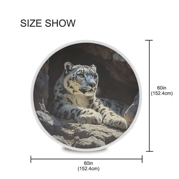 YAZAOO Round Tablecloth Snow Leopard Pattern Tableclothes