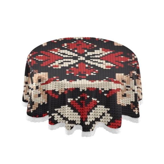 YAZAOO Round Tablecloth Snowflake Knit Pattern Design Pattern Tableclothes