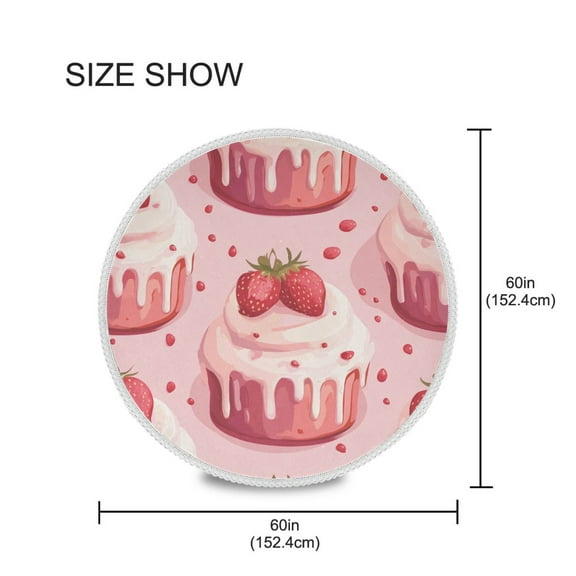 YAZAOO Round Tablecloth Strawberry Cake Pattern Tableclothes