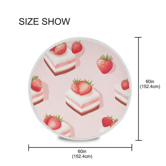 YAZAOO Round Tablecloth Strawberry Dessert Pattern Tableclothes