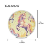YAZAOO Round Tablecloth Unicorn Colorfull Painting Pattern Tableclothes