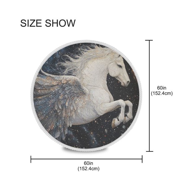 YAZAOO Round Tablecloth Unicorn Pegasus Pattern Tableclothes