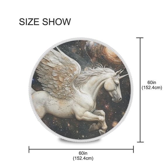 YAZAOO Round Tablecloth Unicorn in Space Pattern Tableclothes
