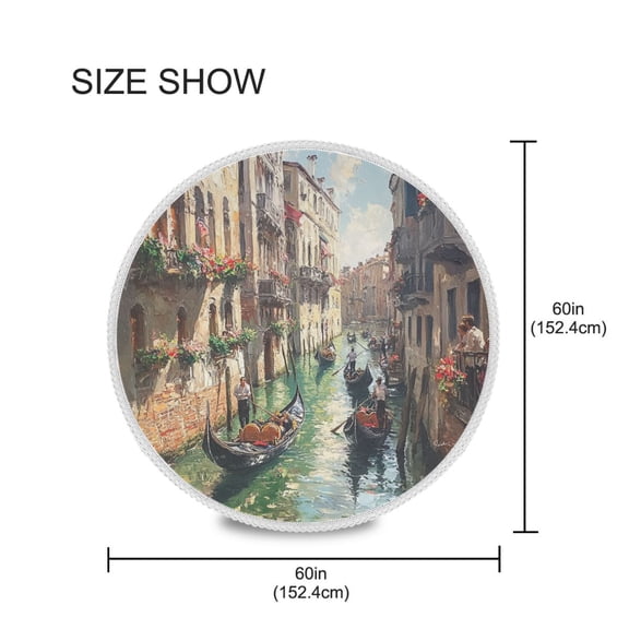 YAZAOO Round Tablecloth Venetian Canalwith Green Water Pattern Tableclothes